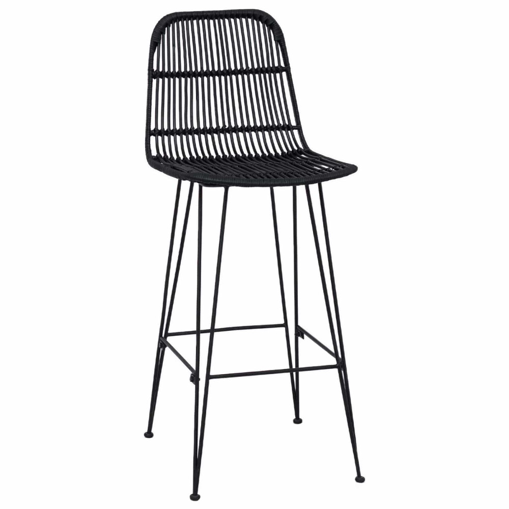 Produktbild för Barpall 2 pcs Svart 44 x 55 x 109 cm Rattan och Stål