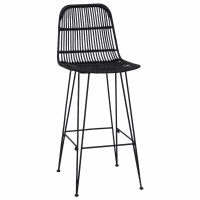 Produktbild för Barpall 2 pcs Svart 44 x 55 x 109 cm Rattan och Stål
