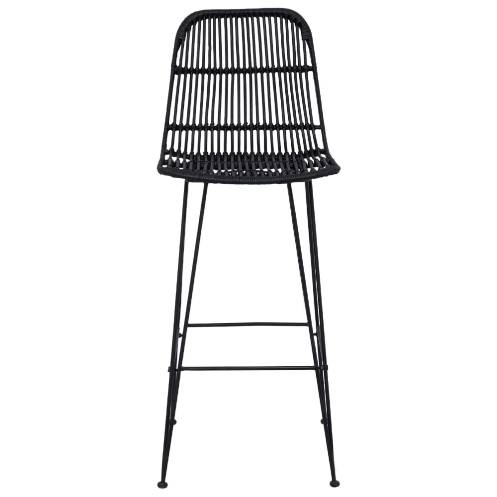 Produktbild för Barpall 2 pcs Svart 44 x 55 x 109 cm Rattan och Stål