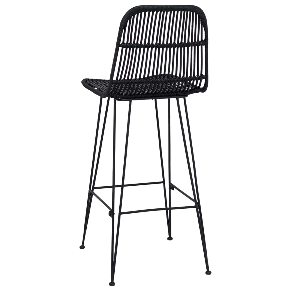 Produktbild för Barpall 2 pcs Svart 44 x 55 x 109 cm Rattan och Stål