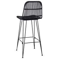 Produktbild för Barpall 2 pcs Svart 44 x 55 x 109 cm Rattan och Stål