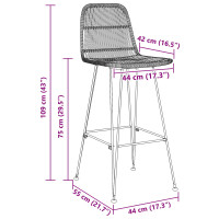 Produktbild för Barpall 2 pcs Svart 44 x 55 x 109 cm Rattan och Stål