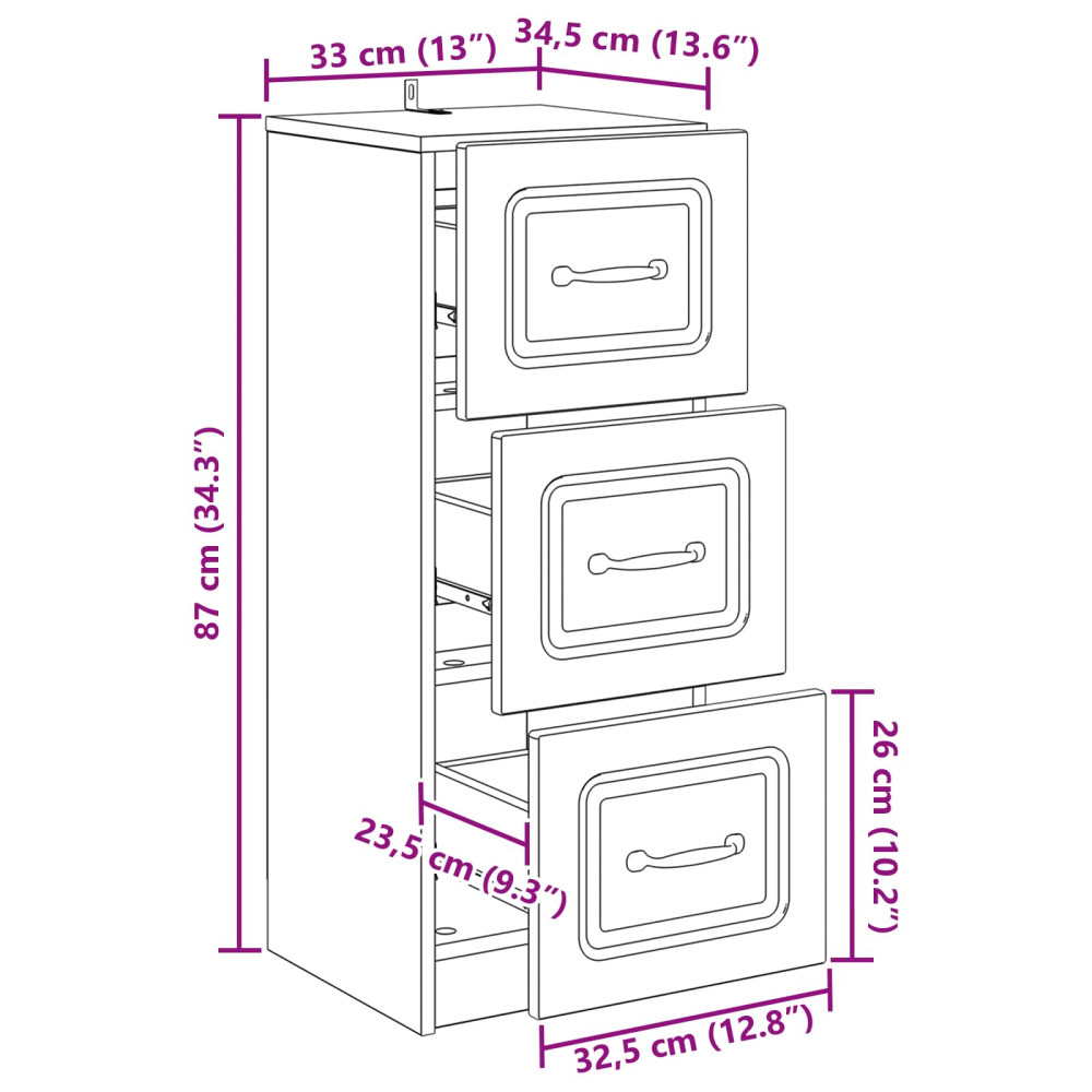 Produktbild för Lådans skåp Sonoma-ek 33 x 34,5 x 87 cm Konstruerat trä