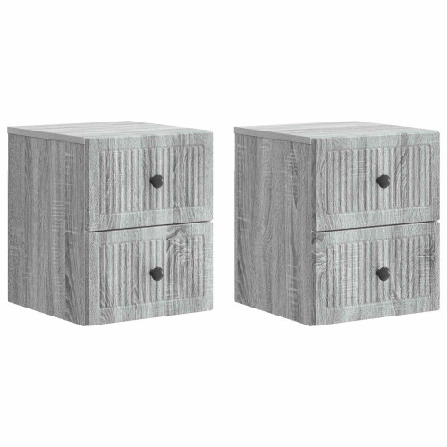 vidaXL Väggmonterat Sängbord 2 pcs Grå sonoma-ek 33 x 34,5 x 40 cm - Nattduksbord