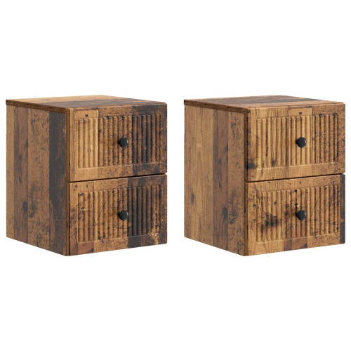 vidaXL Väggmonterat Sängbord 2 pcs Gammalt trä 33 x 34,5 x 40 cm - Nattduksbord