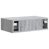 Produktbild för Väggmonterad sidobord Grå sonoma-ek 59 x 34,5 x 17 cm
