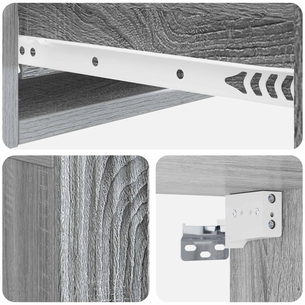 Produktbild för Väggmonterad sidobord Grå sonoma-ek 59 x 34,5 x 17 cm