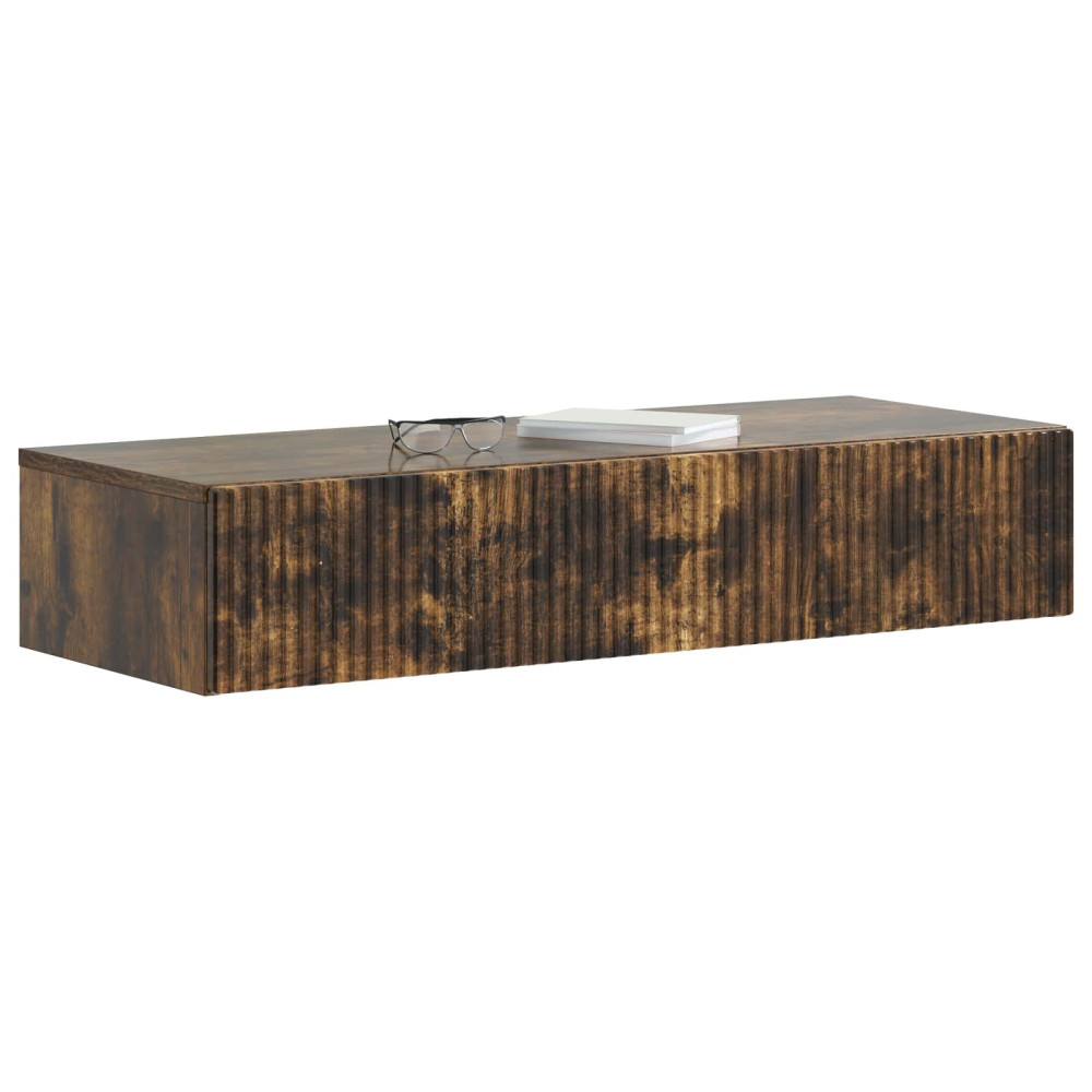 Produktbild för Väggmonterad sidobord Rökt ek 87,5 x 34,5 x 17 cm