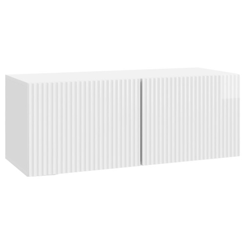vidaXL Väggmonterad TV-bänk Vit högglans 78,5 x 31 x 30 cm - Tv-Bänkar
