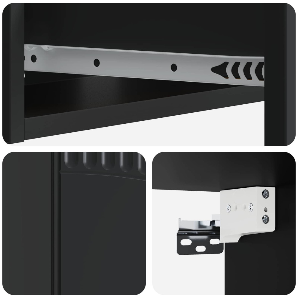 Produktbild för Väggmonterad sidobord Svart 59 x 34,5 x 17 cm Konstruerat trä