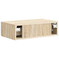 Produktbild för Väggmonterad sidobord Sonoma-ek 59 x 34,5 x 17 cm
