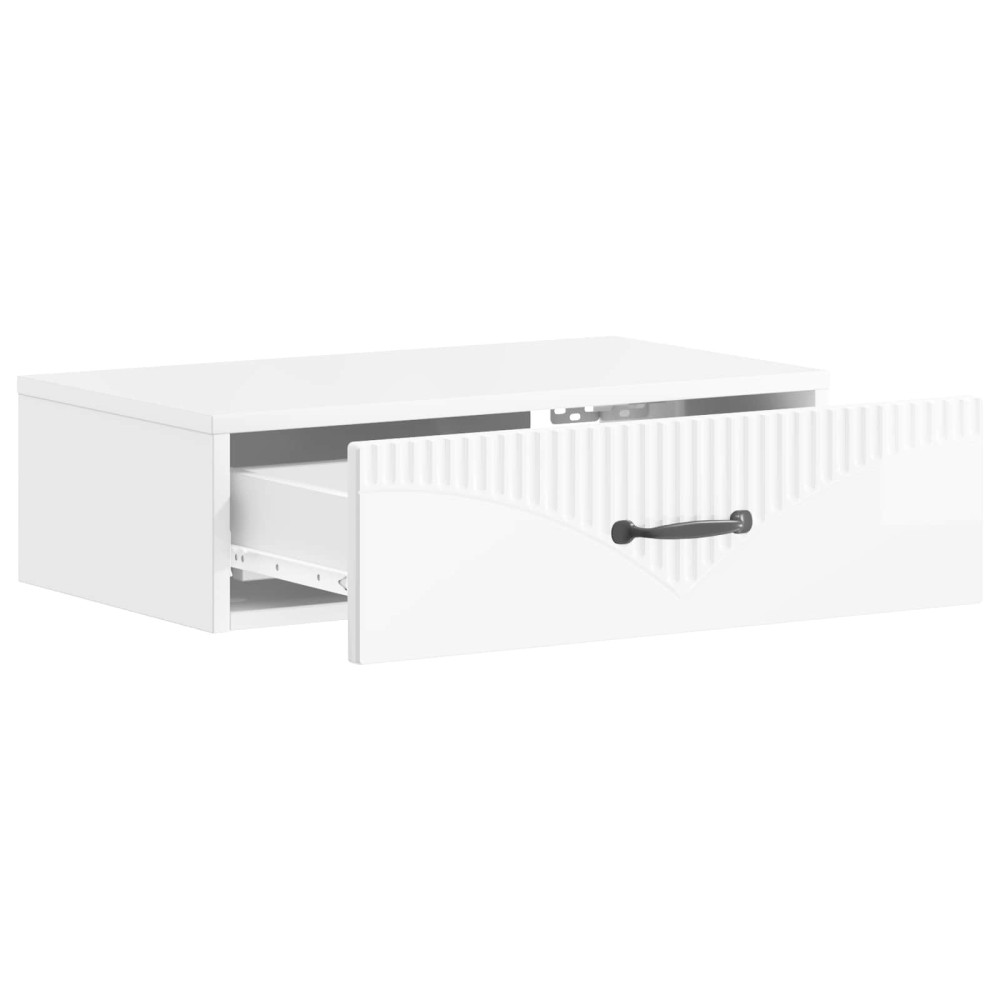 Produktbild för Väggmonterad sidobord Vit högglans 59 x 34,5 x 17 cm