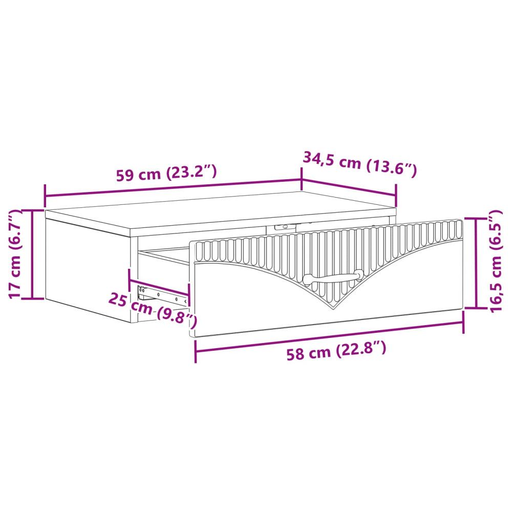 Produktbild för Väggmonterad sidobord Vit högglans 59 x 34,5 x 17 cm