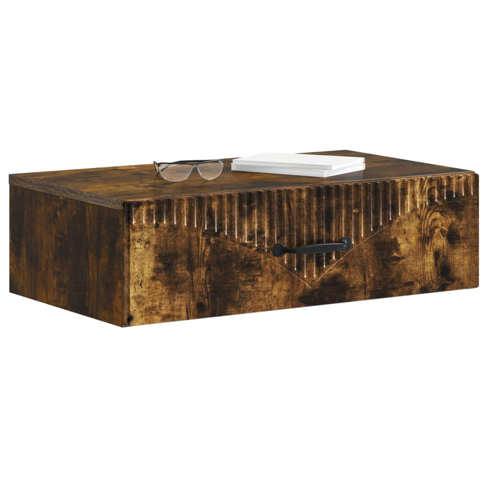 Produktbild för Väggmonterad sidobord Rökt ek 59 x 34,5 x 17 cm Konstruerat trä