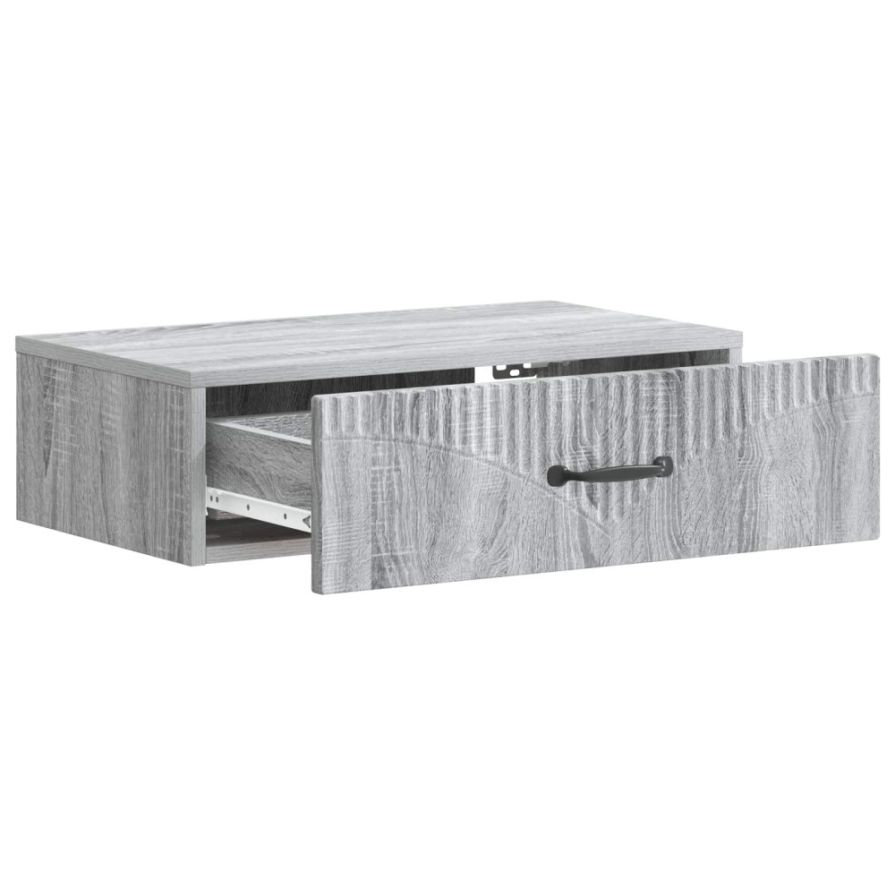 Produktbild för Väggmonterad sidobord Grå sonoma-ek 59 x 34,5 x 17 cm