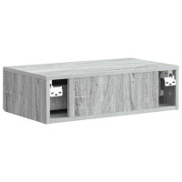Produktbild för Väggmonterad sidobord Grå sonoma-ek 59 x 34,5 x 17 cm