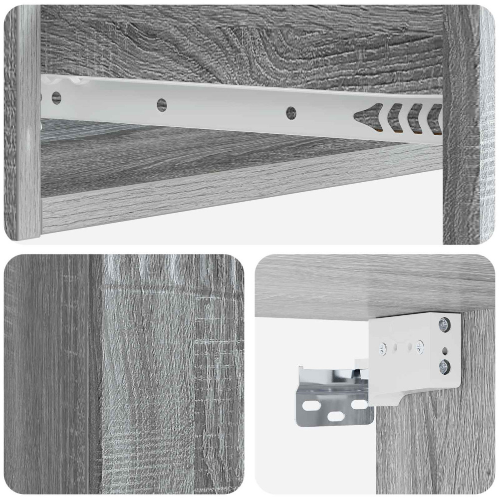 Produktbild för Väggmonterad sidobord Grå sonoma-ek 59 x 34,5 x 17 cm