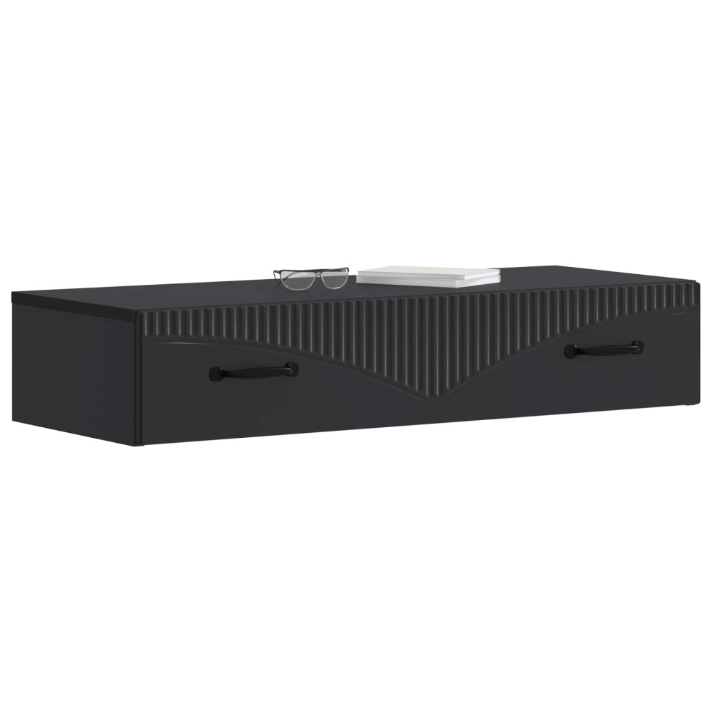 Produktbild för Väggmonterad sidobord Svart 87,5 x 34,5 x 17 cm Konstruerat trä