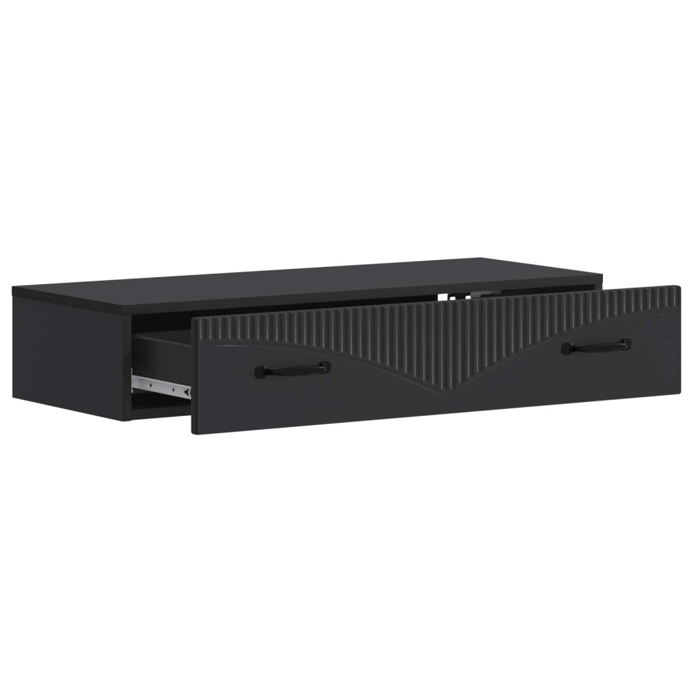 Produktbild för Väggmonterad sidobord Svart 87,5 x 34,5 x 17 cm Konstruerat trä