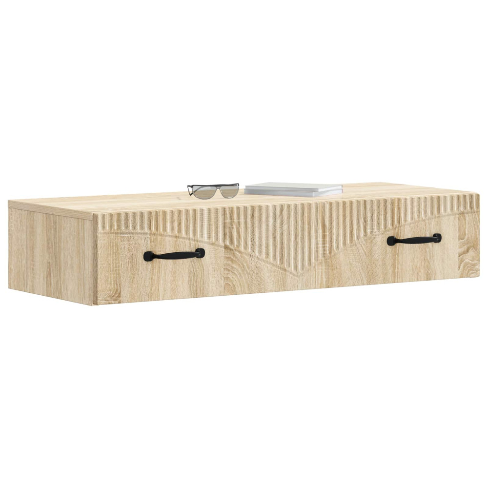 Produktbild för Väggmonterad sidobord Sonoma-ek 87,5 x 34,5 x 17 cm