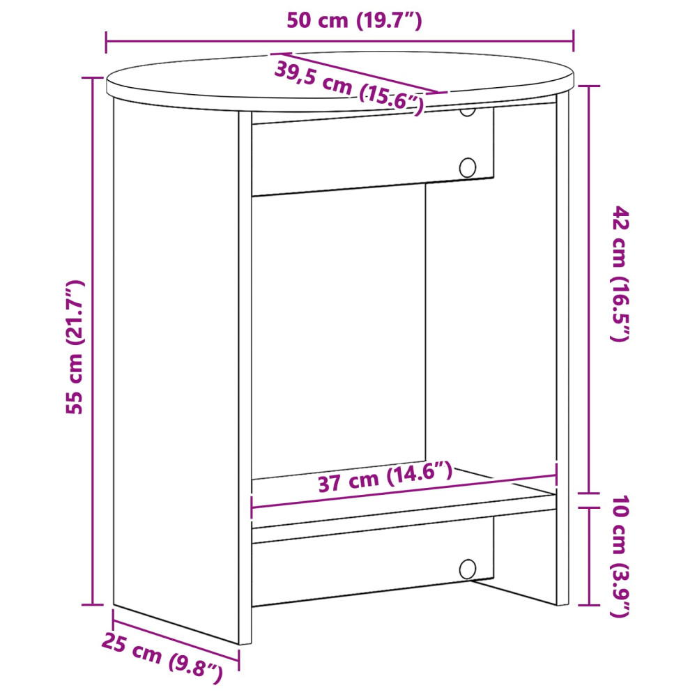 Produktbild för Sidobord Gammalt trä 50 x 39,5 x 55 cm Konstruerat trä