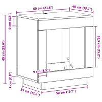 Produktbild för Sidobord Grå sonoma-ek 60 x 40 x 65 cm Konstruerat trä