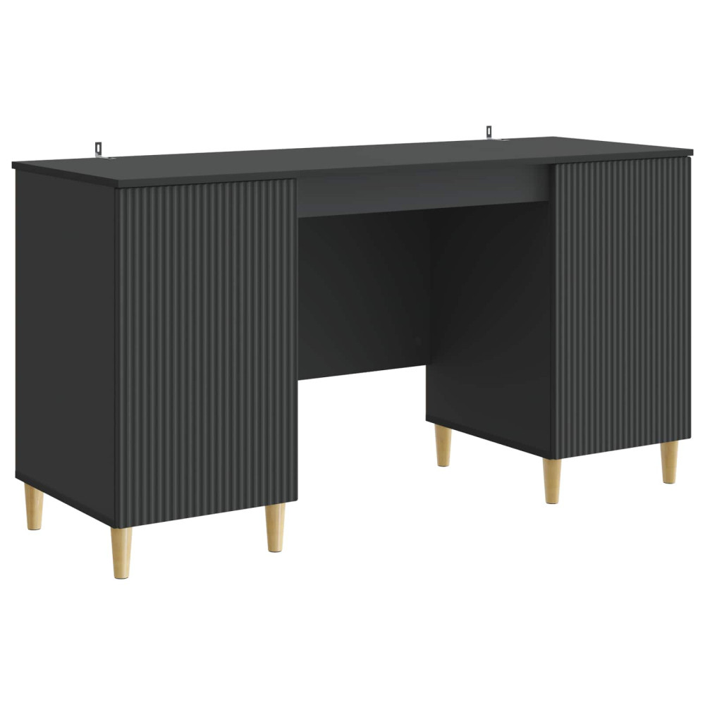 Produktbild för Skrivbord med hylla Svart 142,5 x 50 x 75 cm Konstruerat trä
