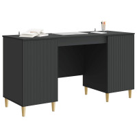 Produktbild för Skrivbord med hylla Svart 142,5 x 50 x 75 cm Konstruerat trä
