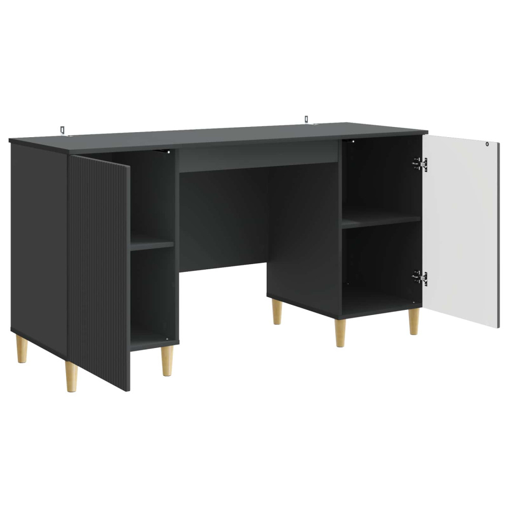 Produktbild för Skrivbord med hylla Svart 142,5 x 50 x 75 cm Konstruerat trä