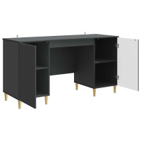 Produktbild för Skrivbord med hylla Svart 142,5 x 50 x 75 cm Konstruerat trä