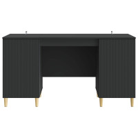 Produktbild för Skrivbord med hylla Svart 142,5 x 50 x 75 cm Konstruerat trä