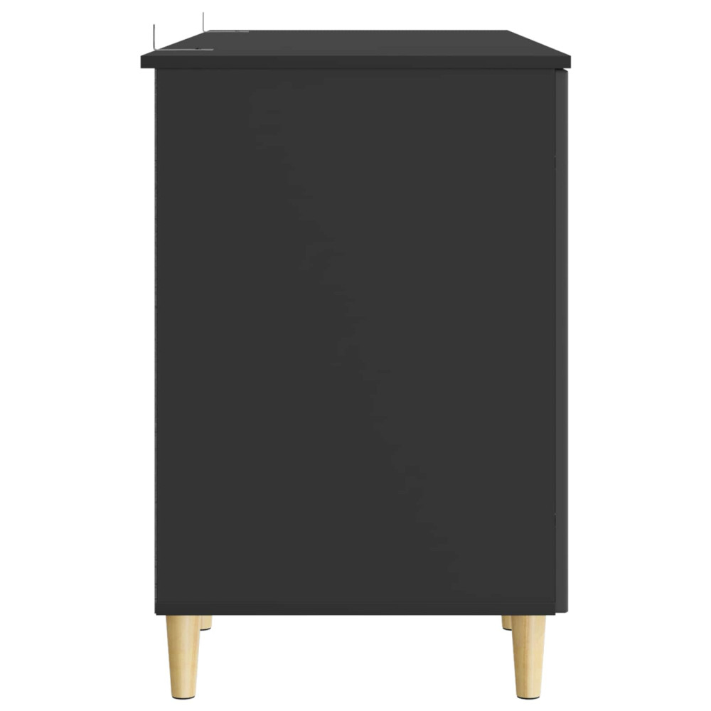 Produktbild för Skrivbord med hylla Svart 142,5 x 50 x 75 cm Konstruerat trä