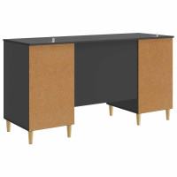 Produktbild för Skrivbord med hylla Svart 142,5 x 50 x 75 cm Konstruerat trä