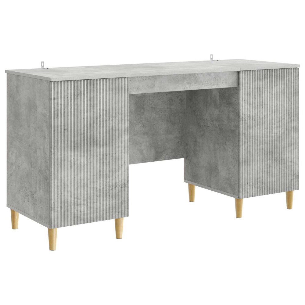 Produktbild för Skrivbord med dörr Betonggrå 142,5 x 50 x 75 cm Konstruerat trä