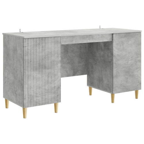 vidaXL Skrivbord med dörr Betonggrå 142,5 x 50 x 75 cm Konstruerat trä