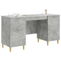 Produktbild för Skrivbord med dörr Betonggrå 142,5 x 50 x 75 cm Konstruerat trä