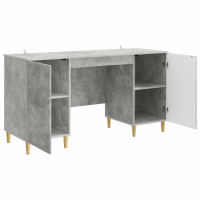 Produktbild för Skrivbord med dörr Betonggrå 142,5 x 50 x 75 cm Konstruerat trä
