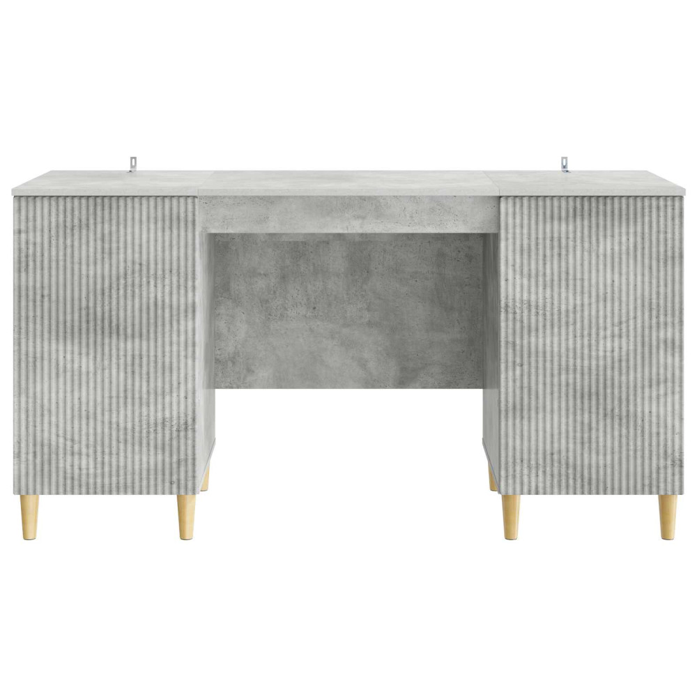 Produktbild för Skrivbord med dörr Betonggrå 142,5 x 50 x 75 cm Konstruerat trä