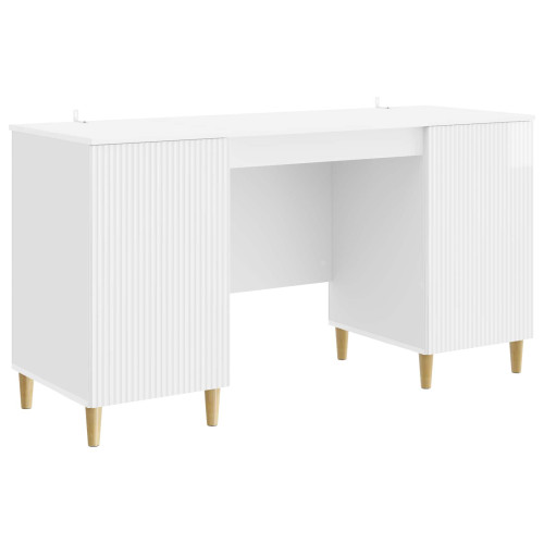 vidaXL Skrivbord Vit högglans 142,5 x 50 x 75 cm Konstruerat trä