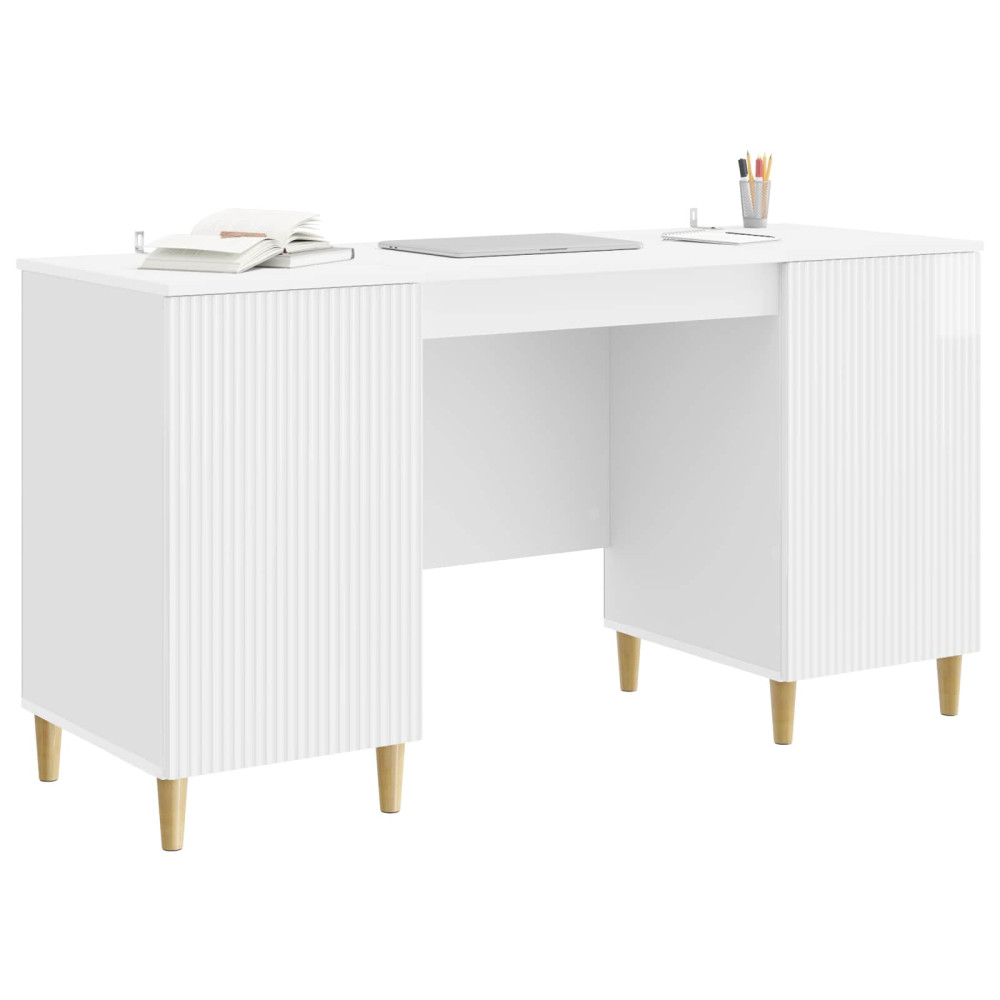 Produktbild för Skrivbord Vit högglans 142,5 x 50 x 75 cm Konstruerat trä