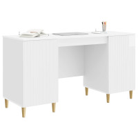 Produktbild för Skrivbord Vit högglans 142,5 x 50 x 75 cm Konstruerat trä