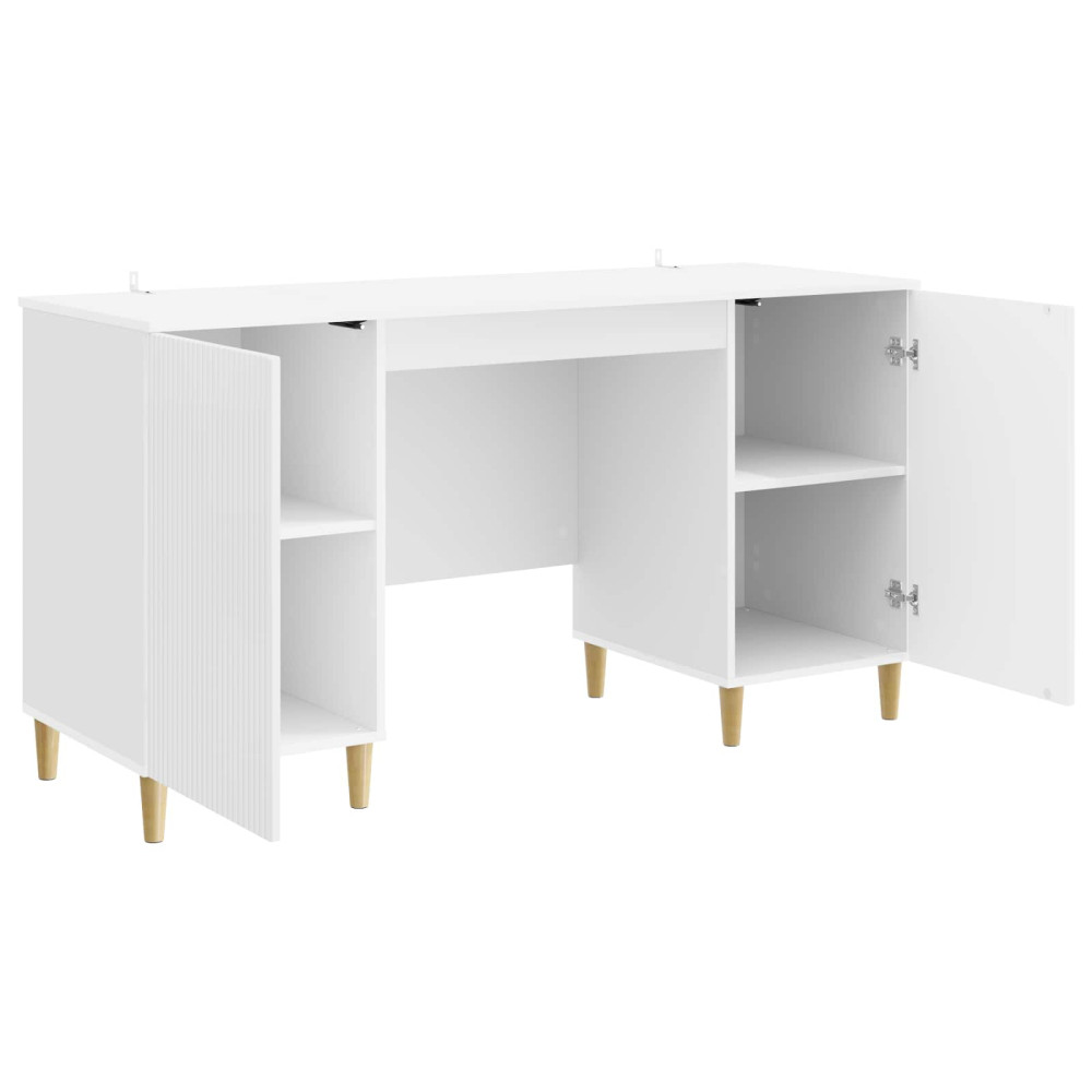 Produktbild för Skrivbord Vit högglans 142,5 x 50 x 75 cm Konstruerat trä