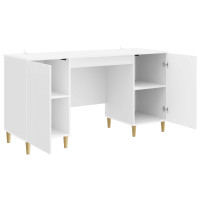 Produktbild för Skrivbord Vit högglans 142,5 x 50 x 75 cm Konstruerat trä