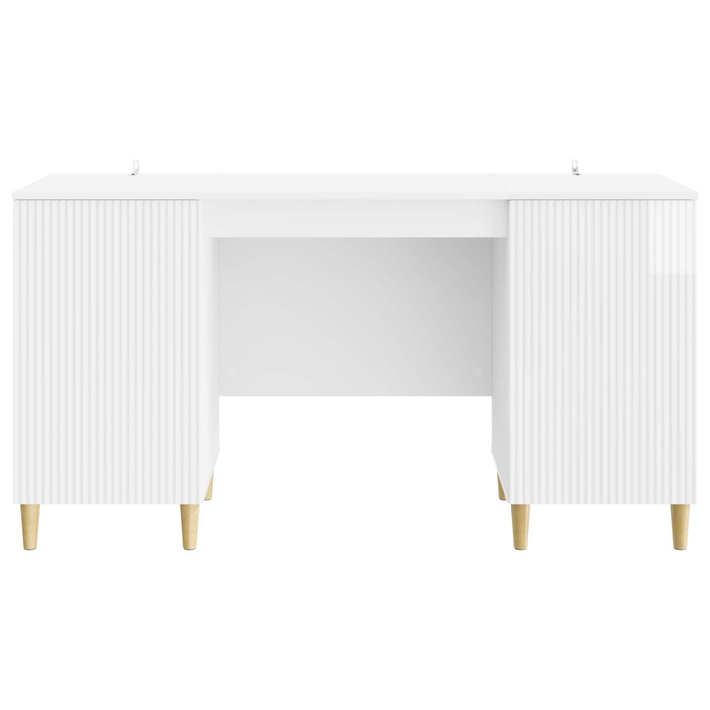 Produktbild för Skrivbord Vit högglans 142,5 x 50 x 75 cm Konstruerat trä