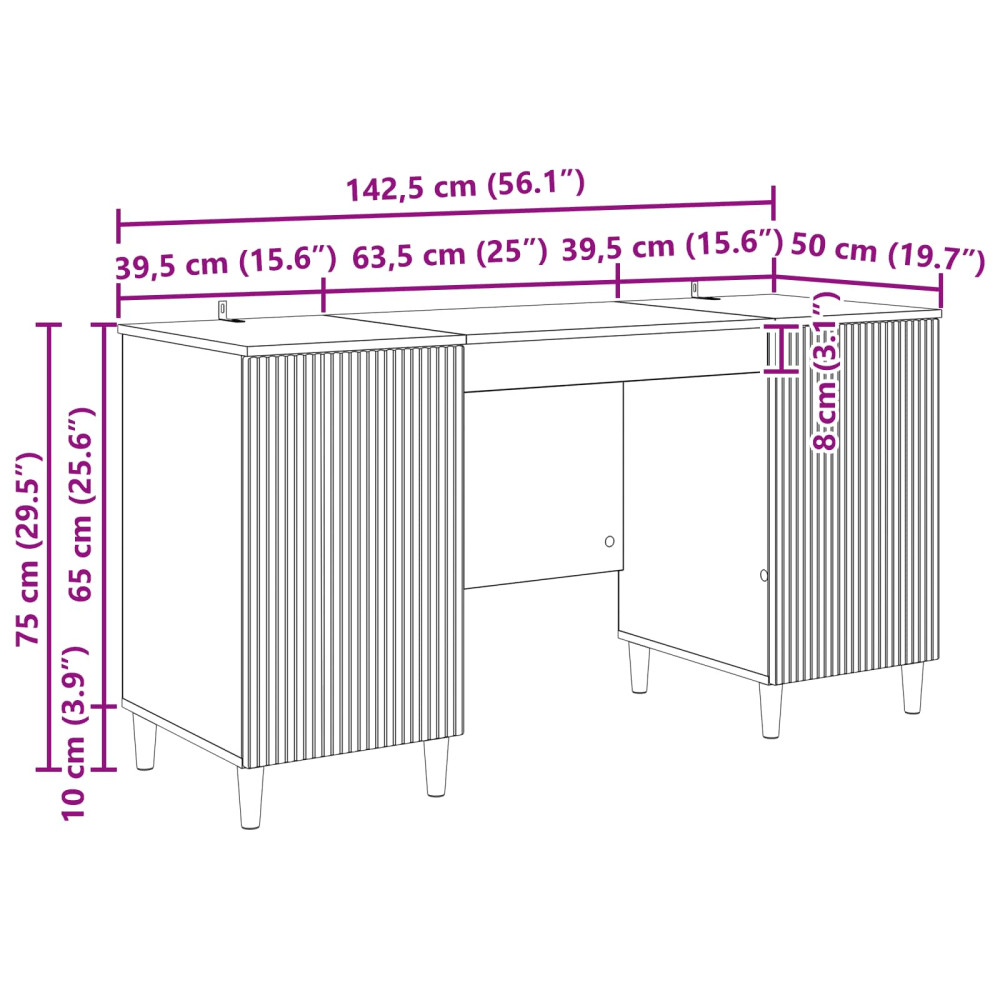 Produktbild för Skrivbord Artisan-ek 142,5 x 50 x 75 cm Konstruerat trä