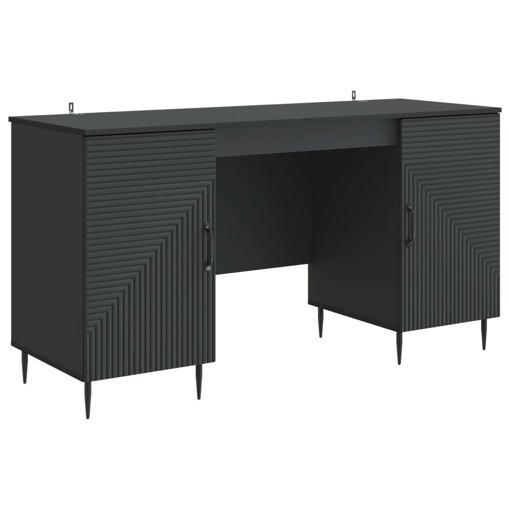 Produktbild för Skrivbord med hylla Svart 142,5 x 50 x 75 cm Konstruerat trä