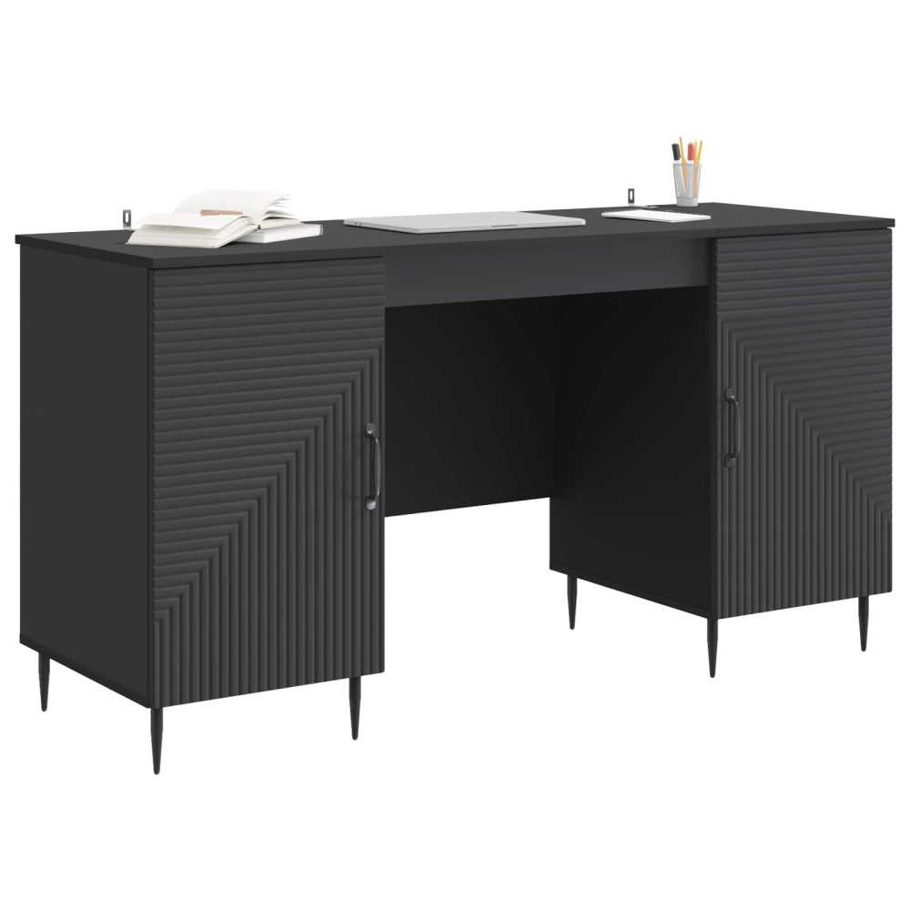 Produktbild för Skrivbord med hylla Svart 142,5 x 50 x 75 cm Konstruerat trä