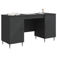 Produktbild för Skrivbord med hylla Svart 142,5 x 50 x 75 cm Konstruerat trä