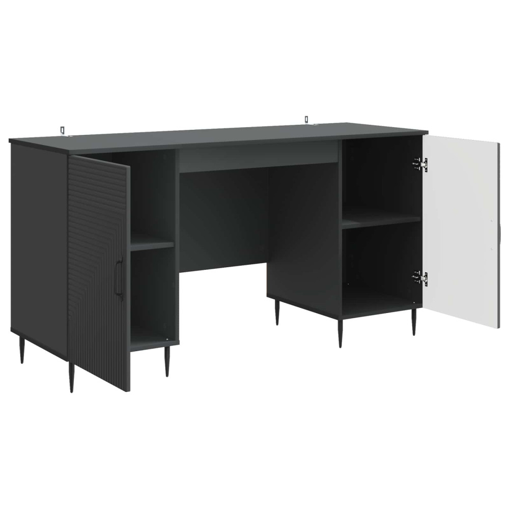 Produktbild för Skrivbord med hylla Svart 142,5 x 50 x 75 cm Konstruerat trä