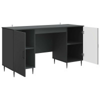 Produktbild för Skrivbord med hylla Svart 142,5 x 50 x 75 cm Konstruerat trä